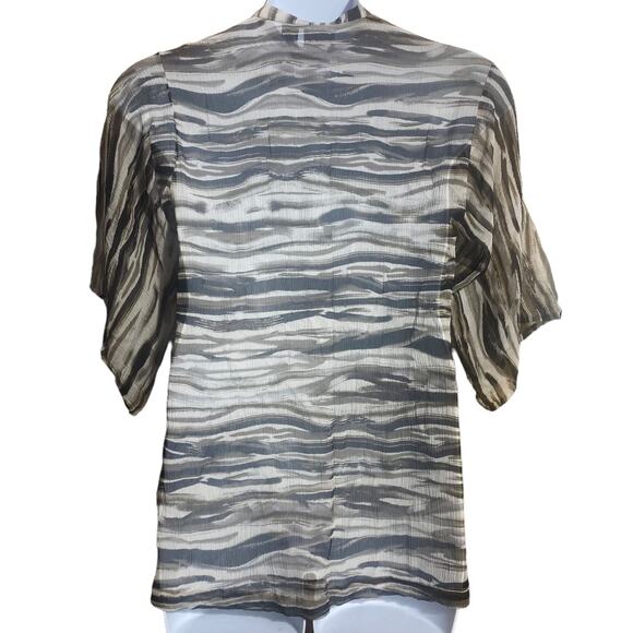 Chicos shades of brown v-neck flowy sleeves 100% silk - women's small - Picture 3 of 8